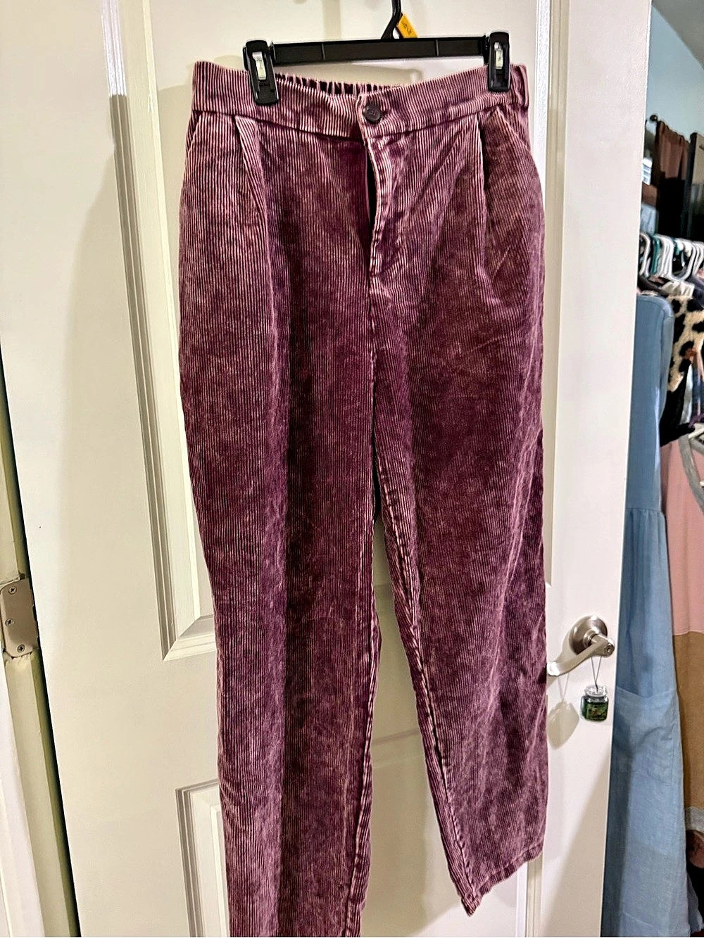 ZENANA High Rise Corduroy Pants Purple XL